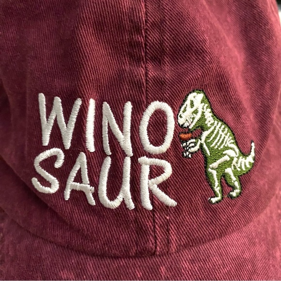 David And Young Burgundy Adjustable ‘Wino Saur’ Embroidered Baseball Cap - Picture 2 of 5